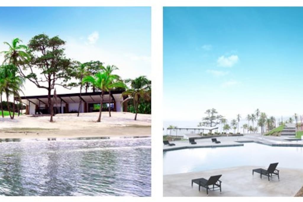 Beach restaurant and pool