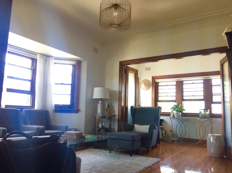 Sunny lounge space and sunroom