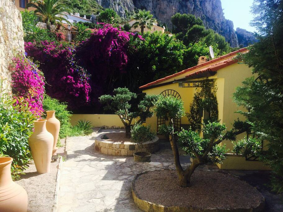 The front door of the villa