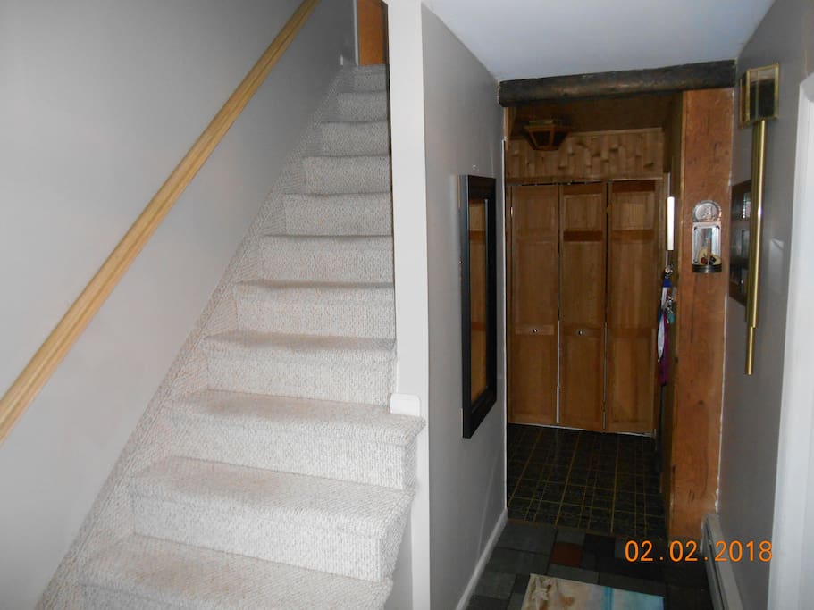stairway up to private bedroom