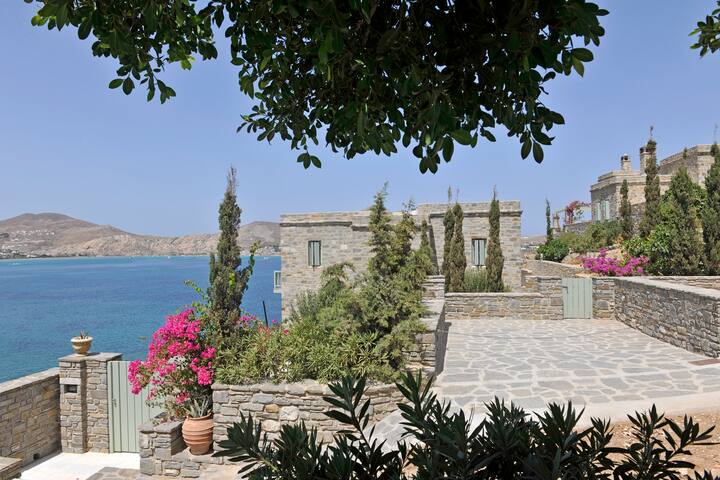 Paros Cyclades Blue Villa sea front in Naoussa