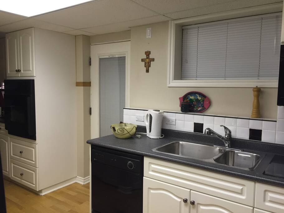 Downstairs kitchen and exit