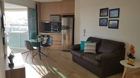 Flat Estanconfor Santos - one block from the beach