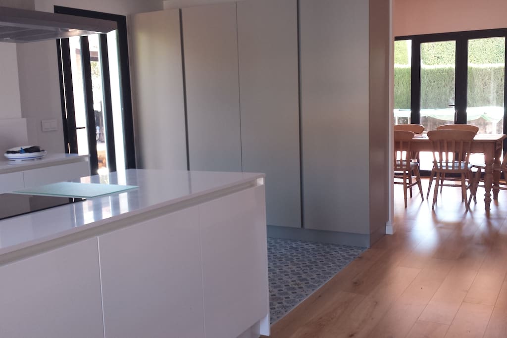 Kitchen with view on dining room
