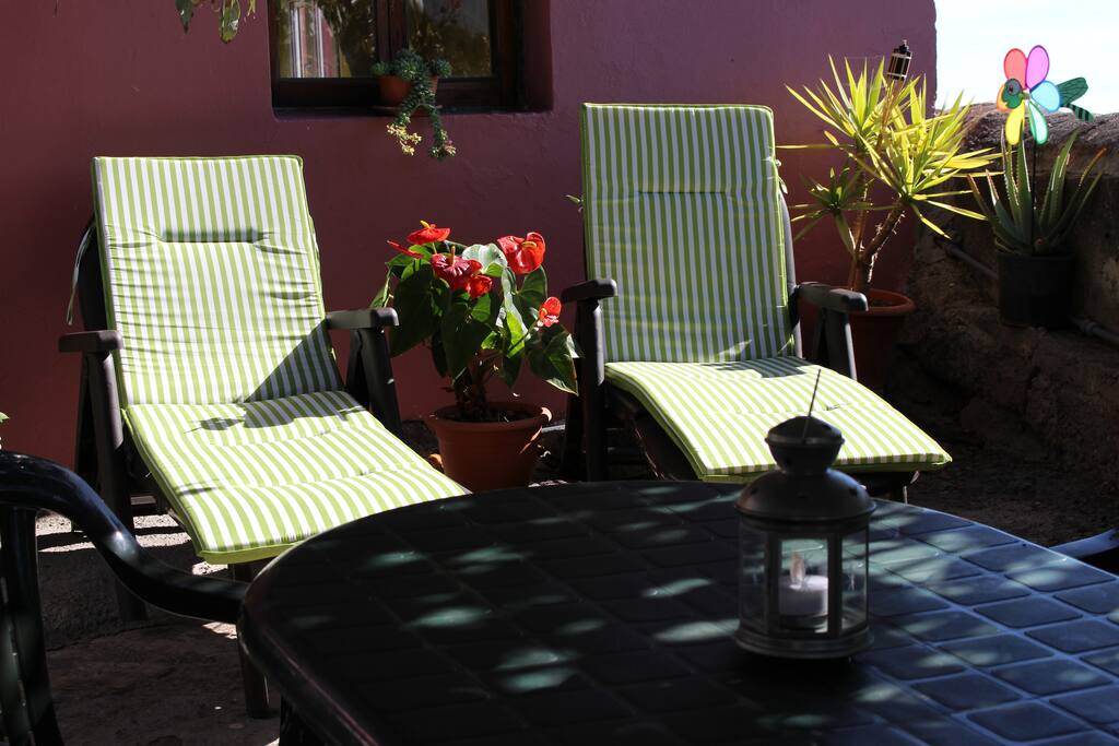 Patio con hamacas