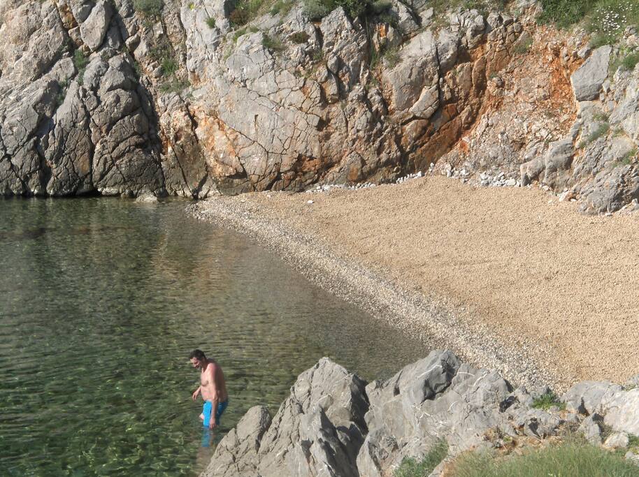 swimmer on nearby beach