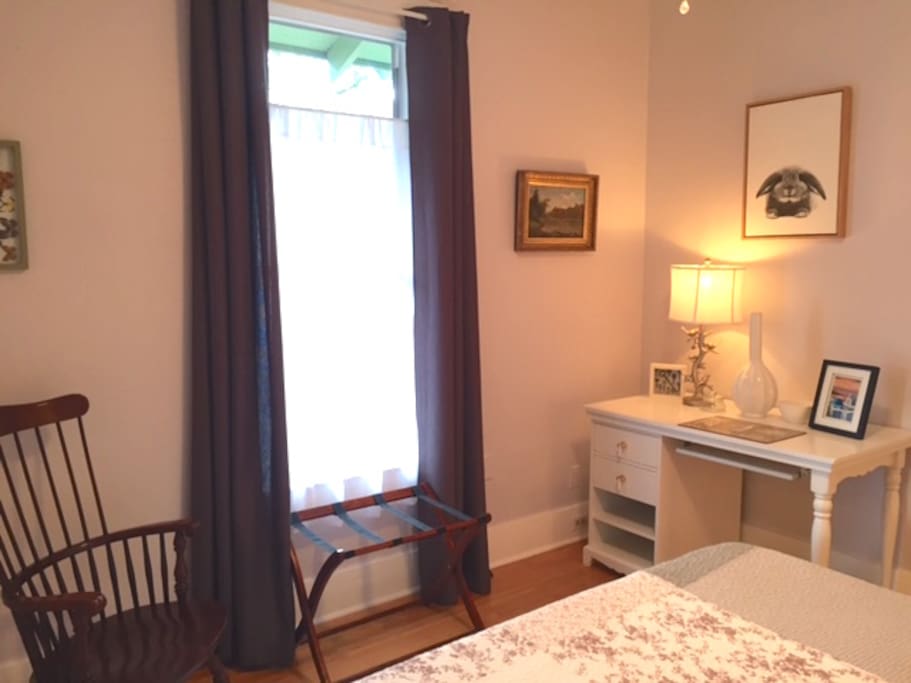 Tall Window with Luggage Rack and Desk