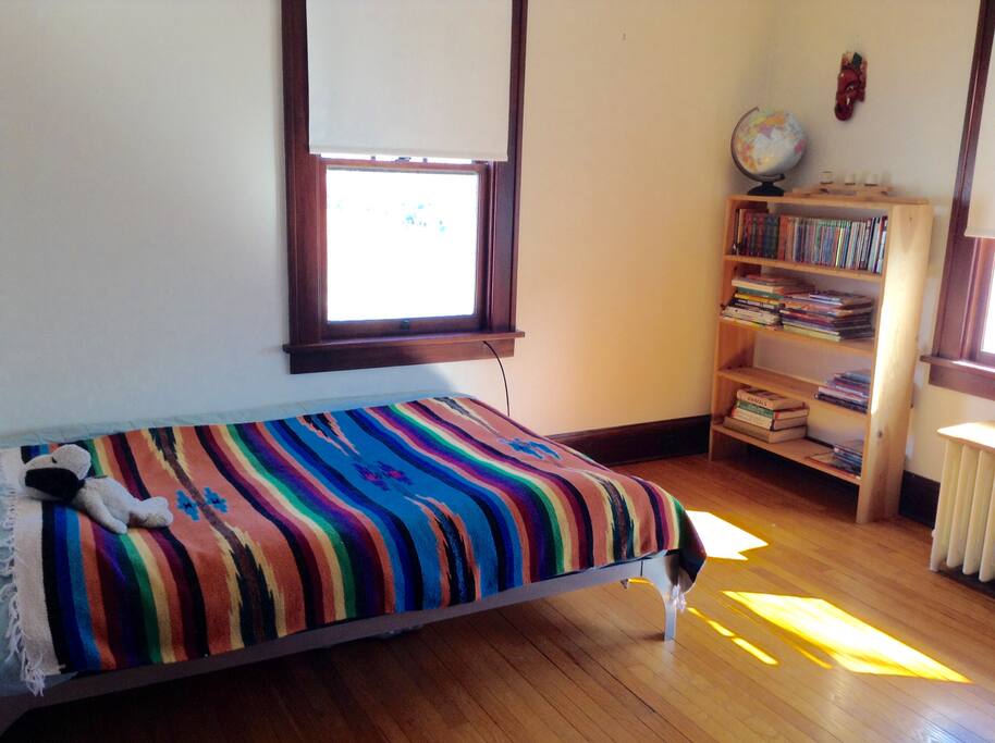 Full bed in fun kid's room upstairs. Sorry, we need to take Snoopy with us!
