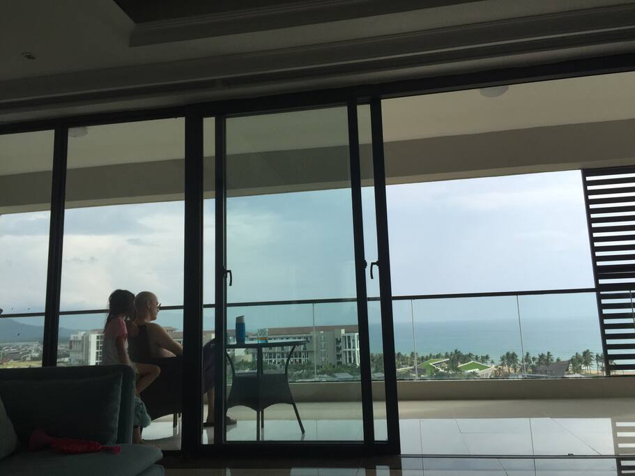 The balcony faces south east and is wide and long enough to eat out, read, and play games.