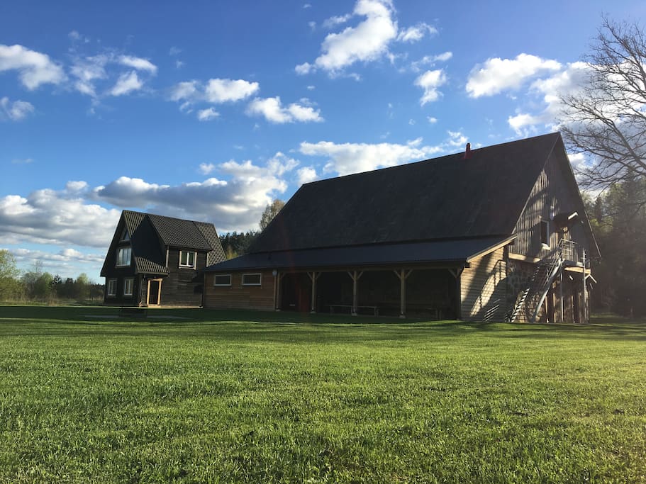 Cabin style accomodation for bigger groups and sauna in the renovated farm house
