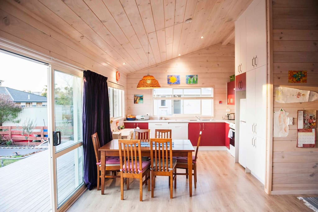 Kitchen and deck.
