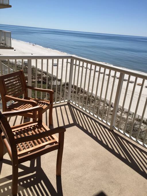 Large balcony with plenty of seating to see sunrise and sunsets