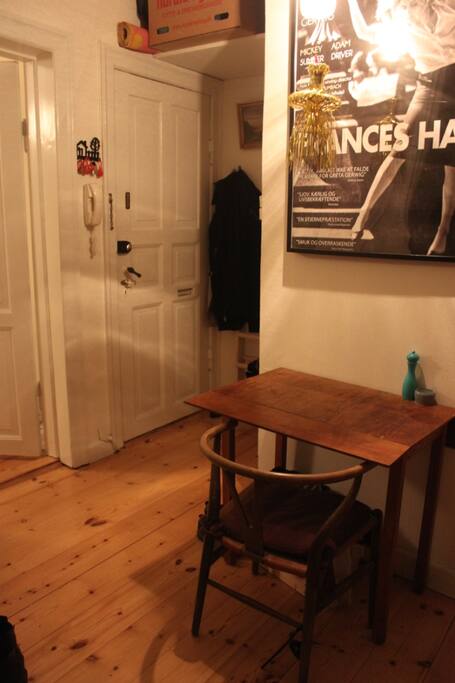 Great workspace with a music system just beside it.