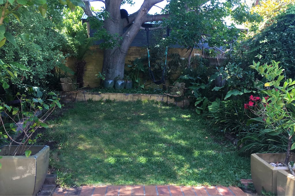 Sunny and private back yard