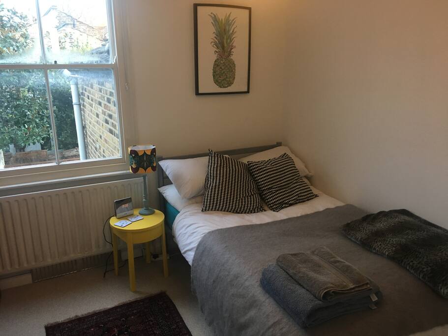 Your bedroom is at the back of the house and therefore very quiet. Please note it's a small double.