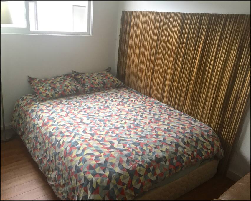 This is the Queen Sized bed in the bed room. It can comfortably sleep two people.