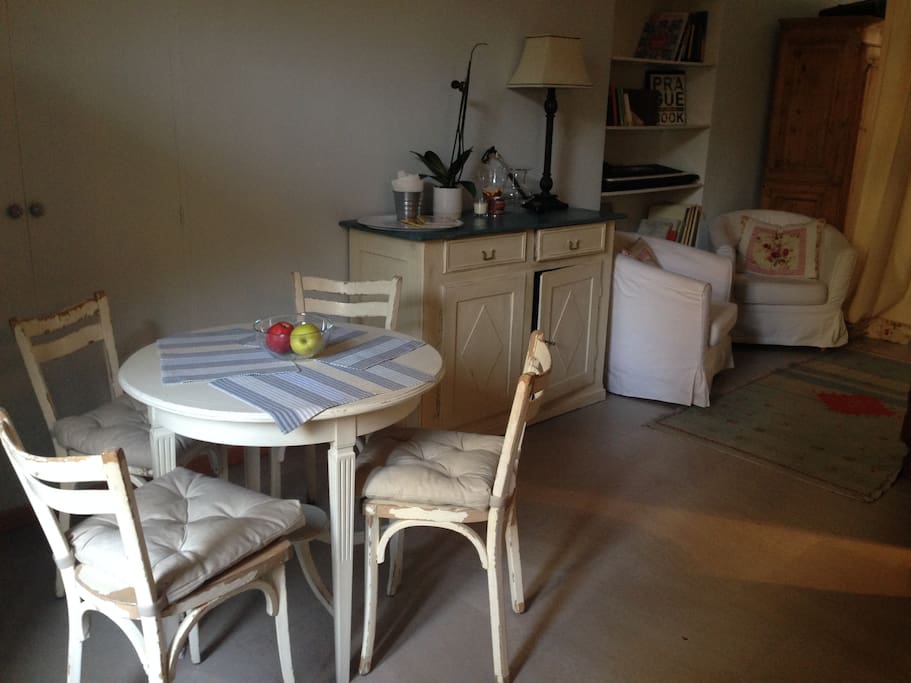 Living room and kitchen area