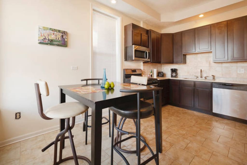 Each of the eat-in kitchens have granite counter tops, and plenty of room for the gourmet chef!