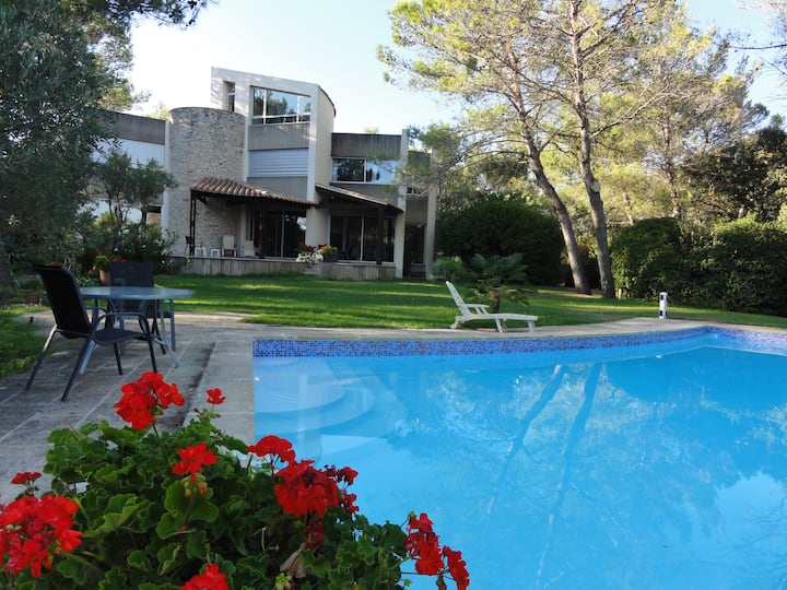 Beautiful Architect-designed House Set In Wooded Grounds Around A Large Swimming Pool - Nimes