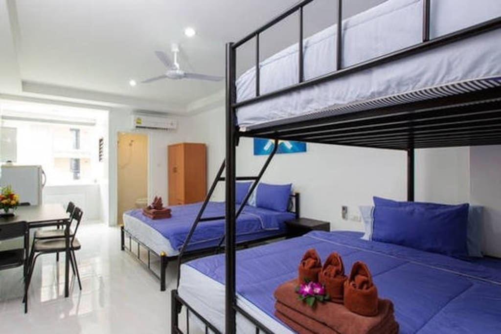 double bed in mixed dormitory room