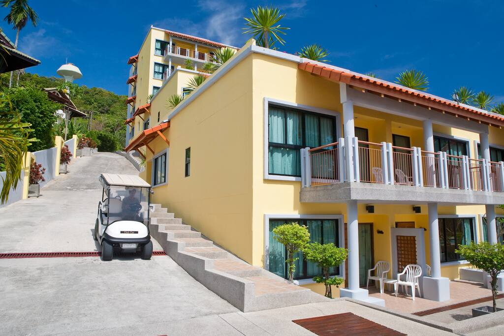 As the walk way to beachfront is down hill, it may not be suitable for the people who age 65 years old up or disable persons to walk by theirs own. Please inform us for the buggy service at the reception