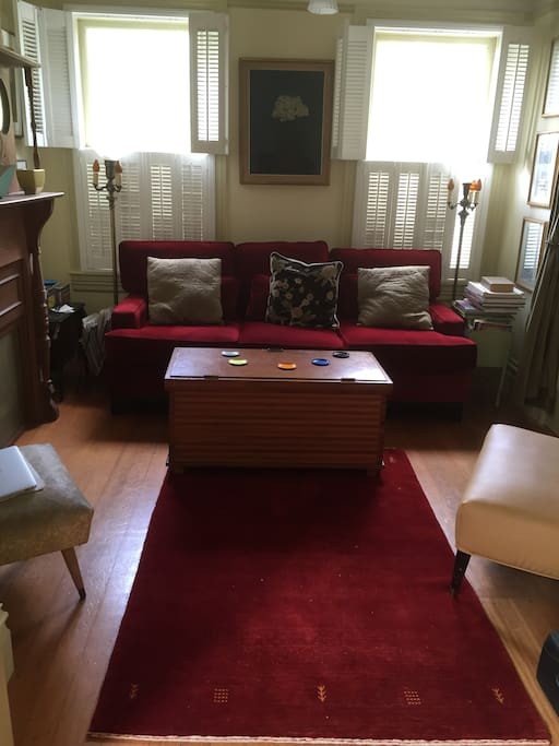 Fold out couch #1 in downstairs parlor, sleeps 2, half bath just outside