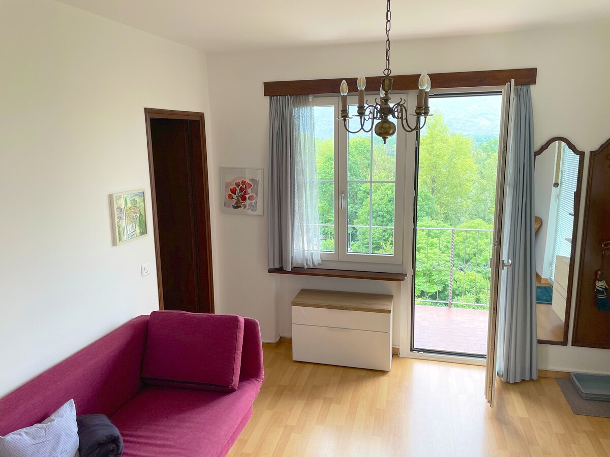 Მისაღები ოთახი გასაშლელი დივნით (საწოლით) 1-2  ადამიანზე 

Პრაქტიკული, მყუდრო, მსუბუქი, პირდაპირი წვდომა გარე კიბით 
Მისაღები ოთახი მაგიდით და კუთხის სკამით. გასაშლელი დივანი.