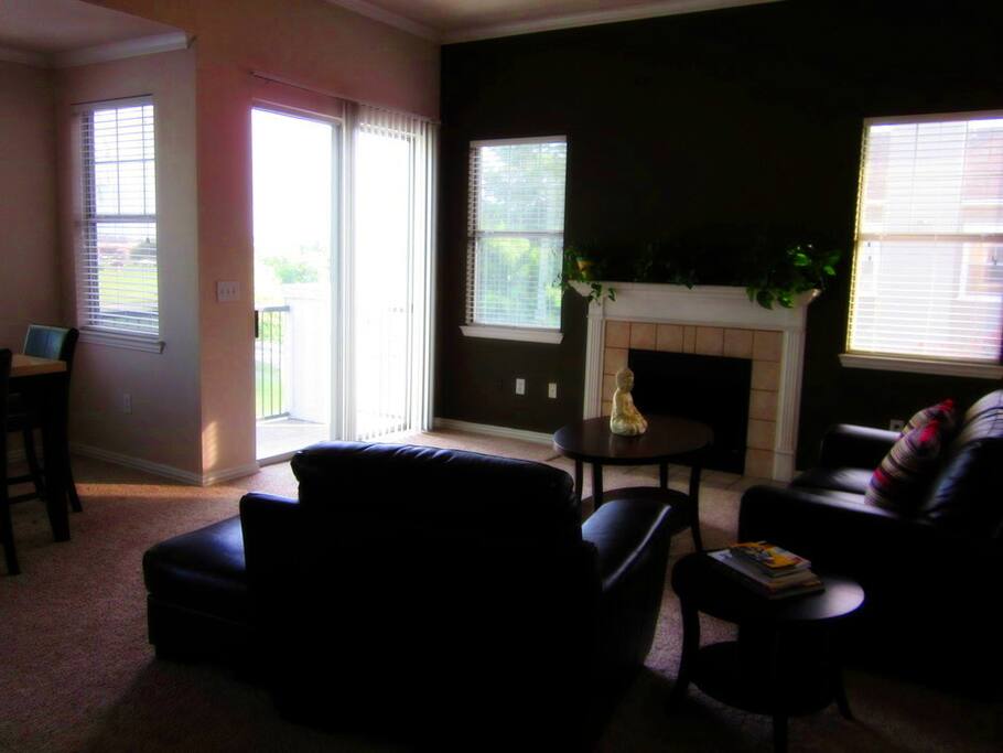 Living area is kept simple and tidy.
