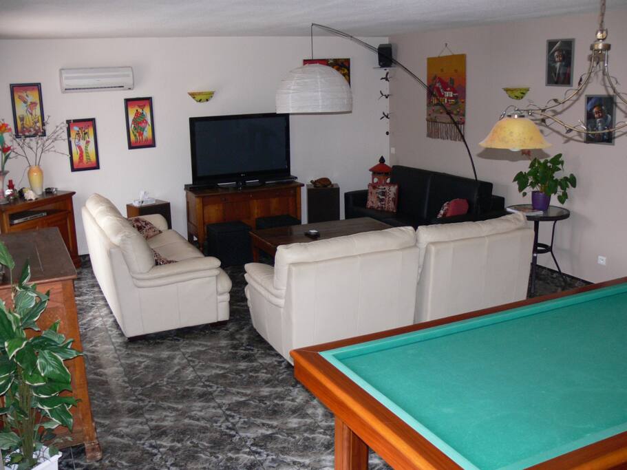 Salon 8 places , billard français.