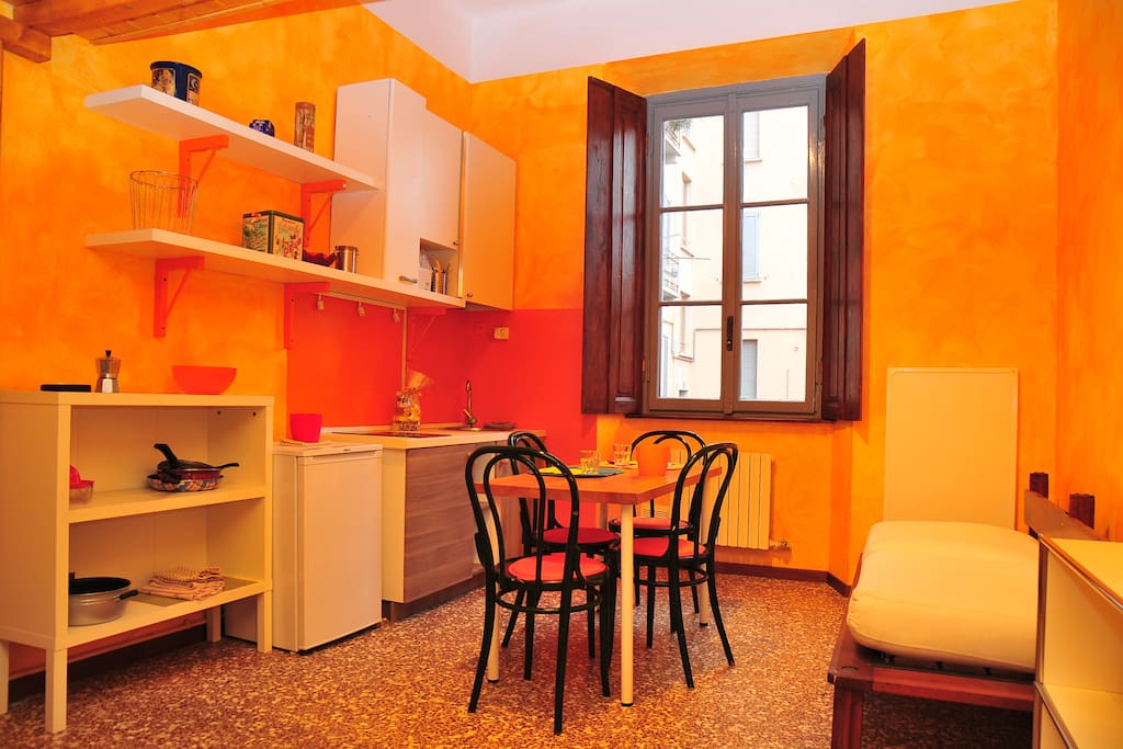 spacious living room and kitchen