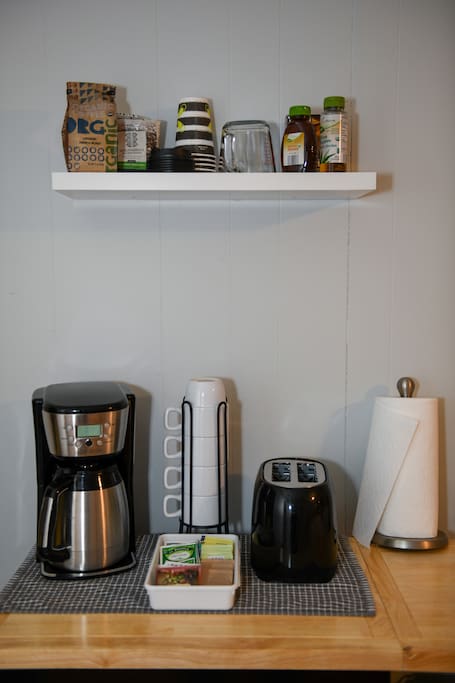 Organic coffee, Teas, reverse osmosis filtered water