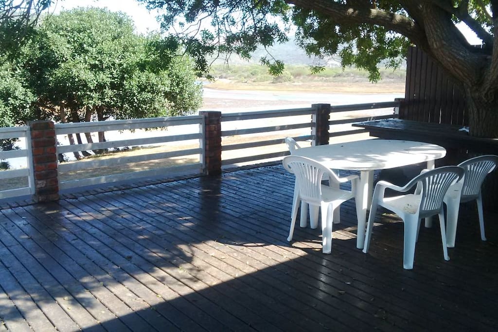 Patio overlooking estaury with braai.