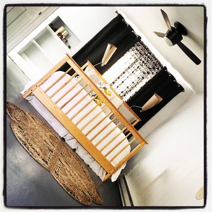 Queen Size Bed w/ reading lights and soft and cozy linens.