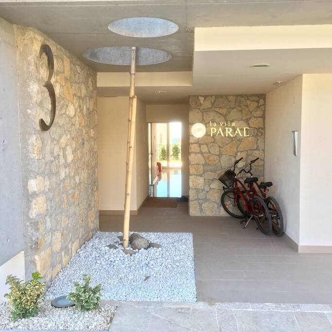 The entrance door.
