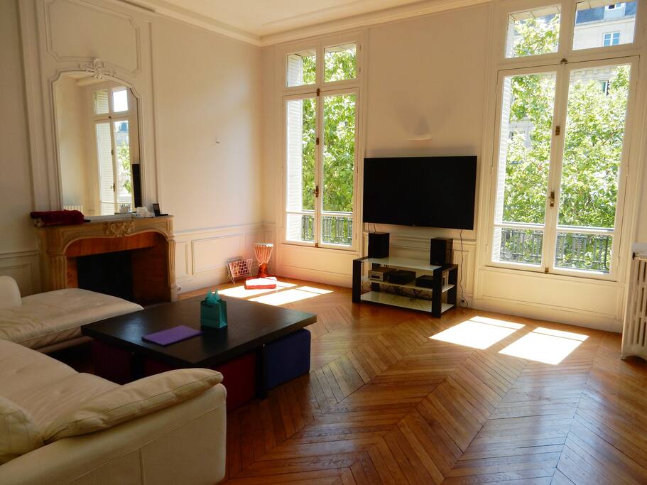 Salon principale avec grande télévision