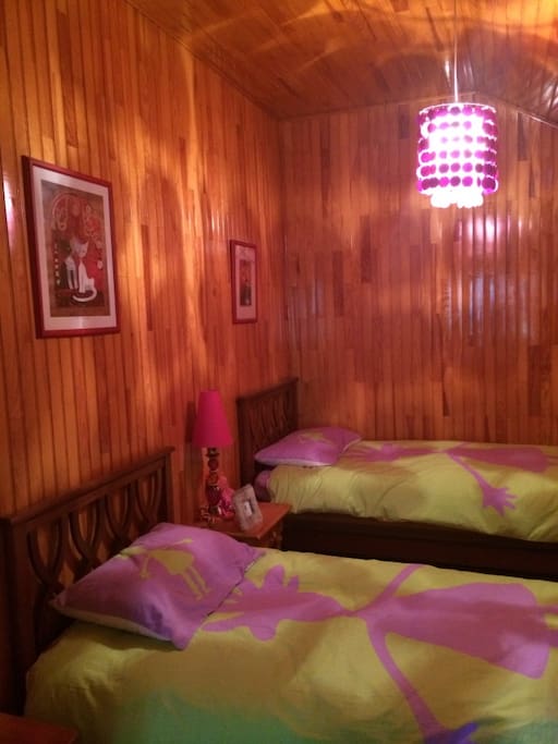 grande chambre avec 2 lits simples