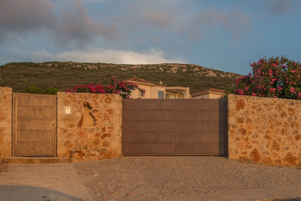 The garage and pedestrians entrance