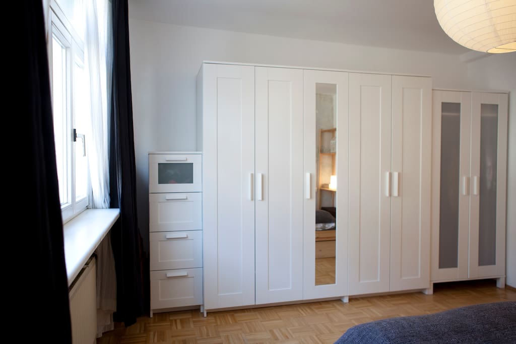 the bedroom - you'll get storing space in the closet