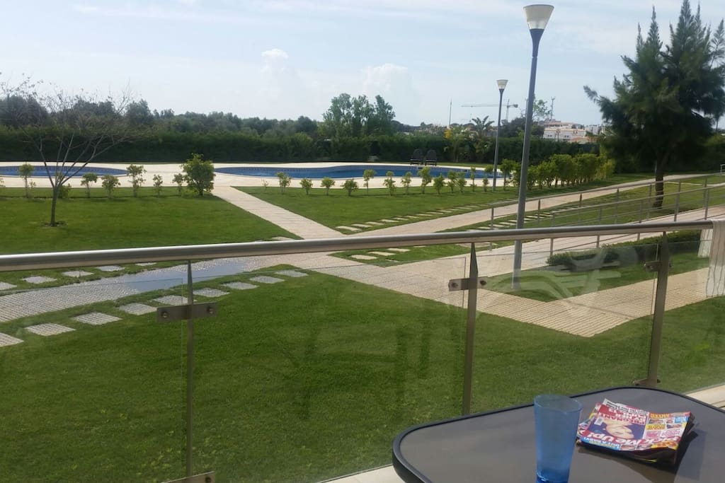 View of the pool from the apartment