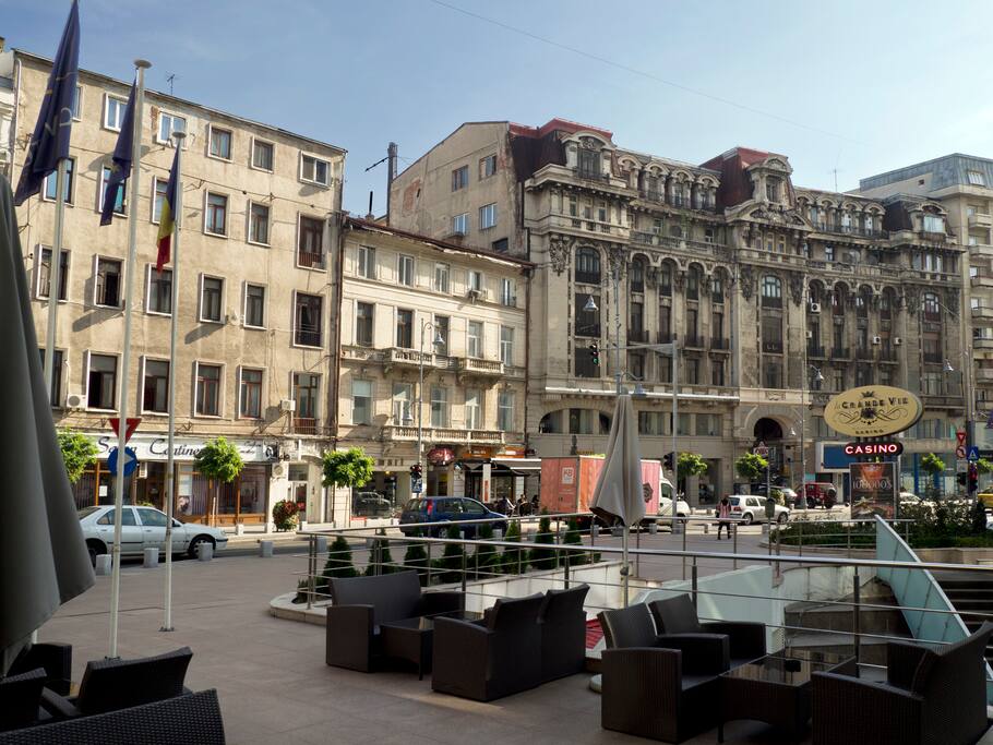 front of the bulding