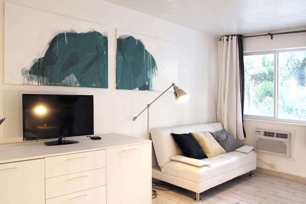 Apple TV, Twin Size Sofa Bed, Air Conditioning