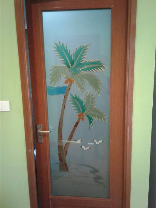 tropcal bathroom door