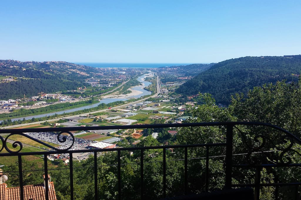 The view from your private terrace, and a glimpse of Nice Intl. Airport by the sea