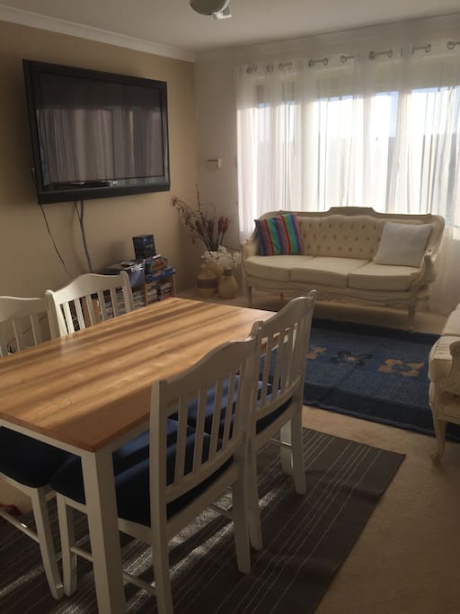 Bathed in natural sunlight, Your own private lounge/dining area comes complete with 70inch television, DVD player and complimentary DVD movies.