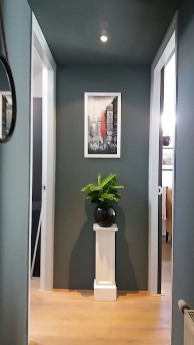 Entrance and hallway in apartment.