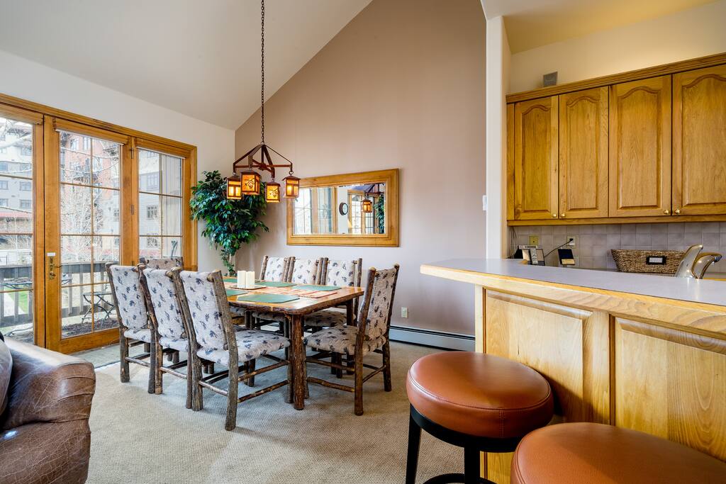 Share meals at the dining table for 8.