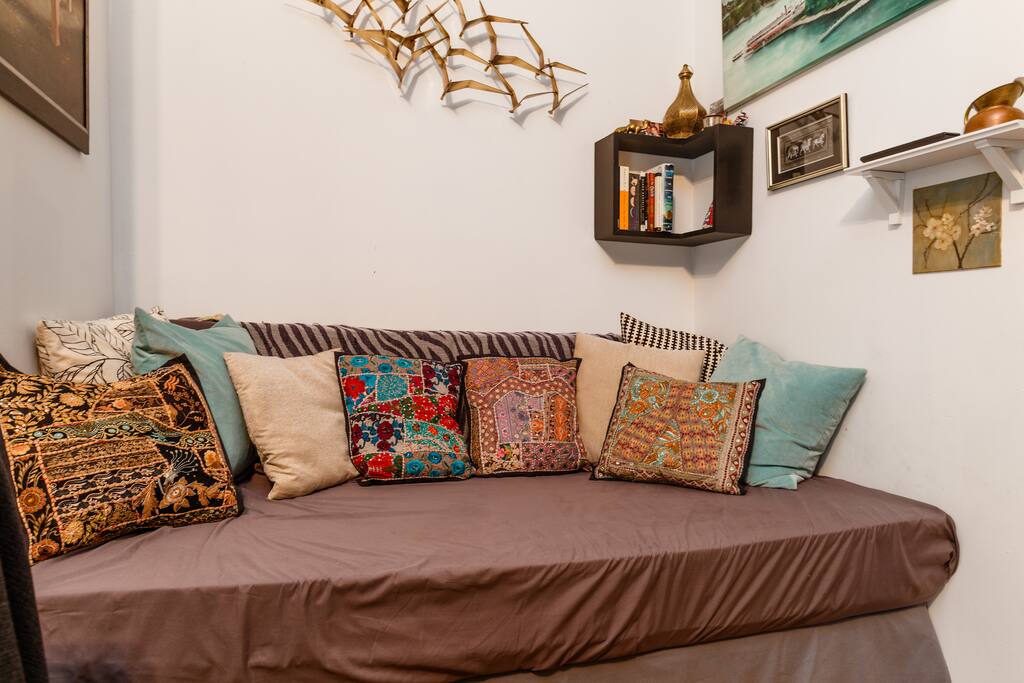 Nook with pillows from a recent trip to Udaipur, India