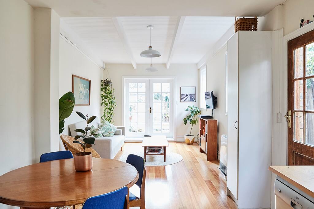 looking from the kitchen to the lounge room (open plan)