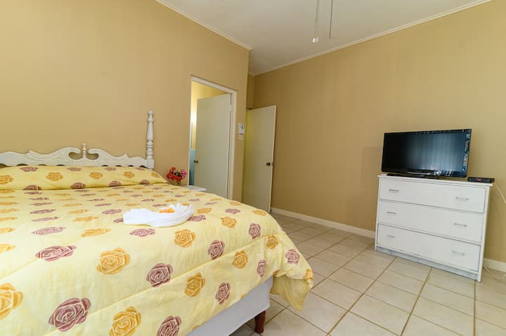 This is located just outside the back garden and looks at the round table and the plant towers.