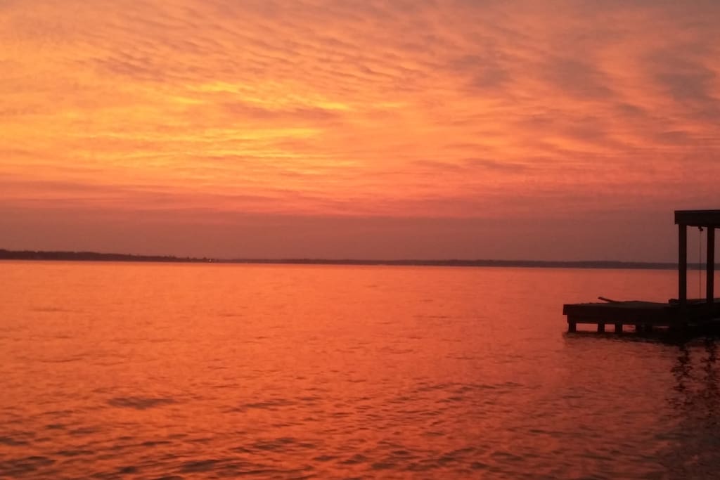 LAKE AT SUNSET FROM THE BACK YARD!